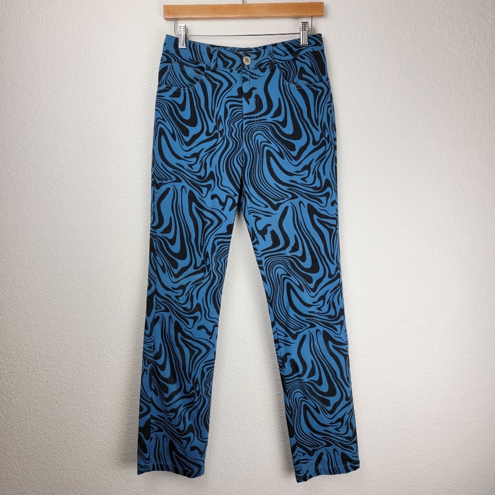 Paloma Wool Kelly Pants Swirls Black and Blue 36/4 - Picture 3 of 13